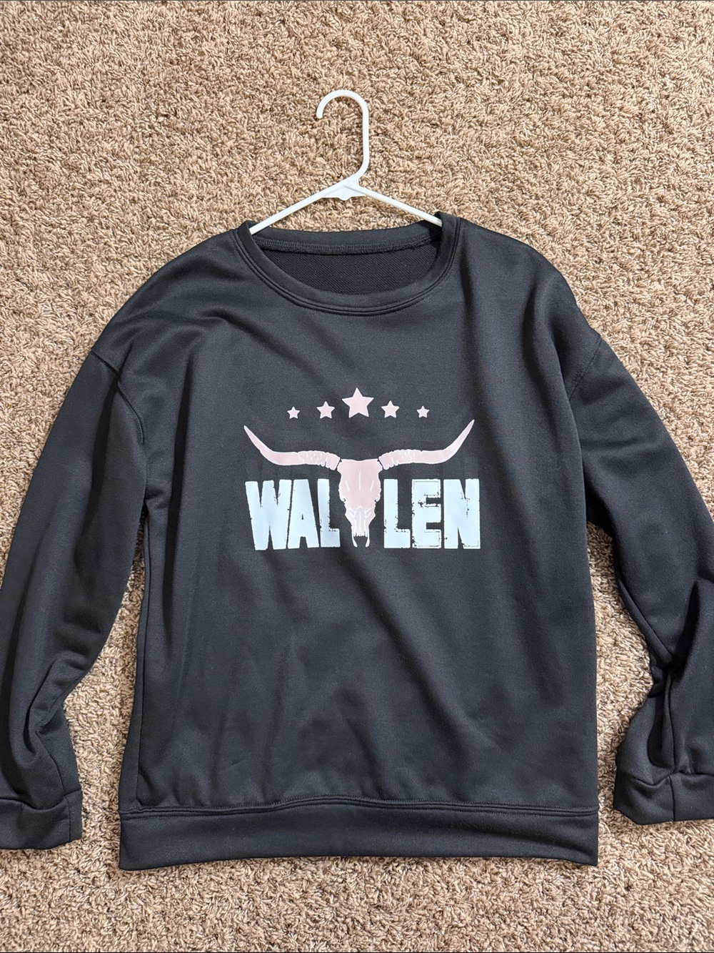 Wallen Black Graphic Crewneck Sweatshirt with Pastel Longhorn